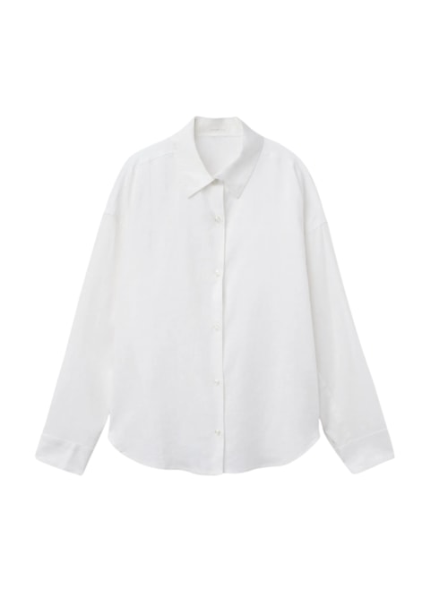 Camisa Curta Em Linho e Viscose - Branco