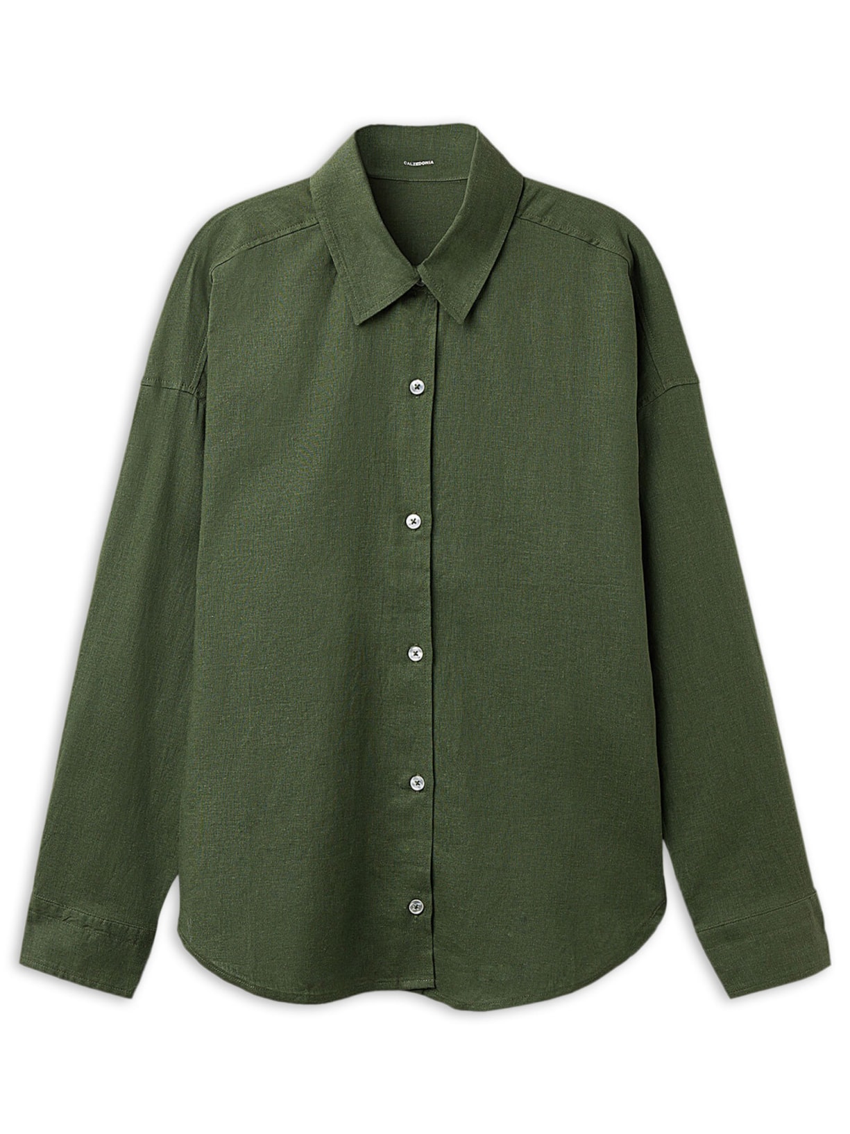 Camisa Curta Em Linho e Viscose Verde Calzedonia