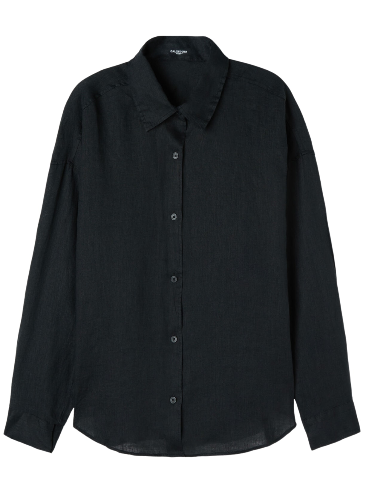 Camisa Curta Em Linho - Preto