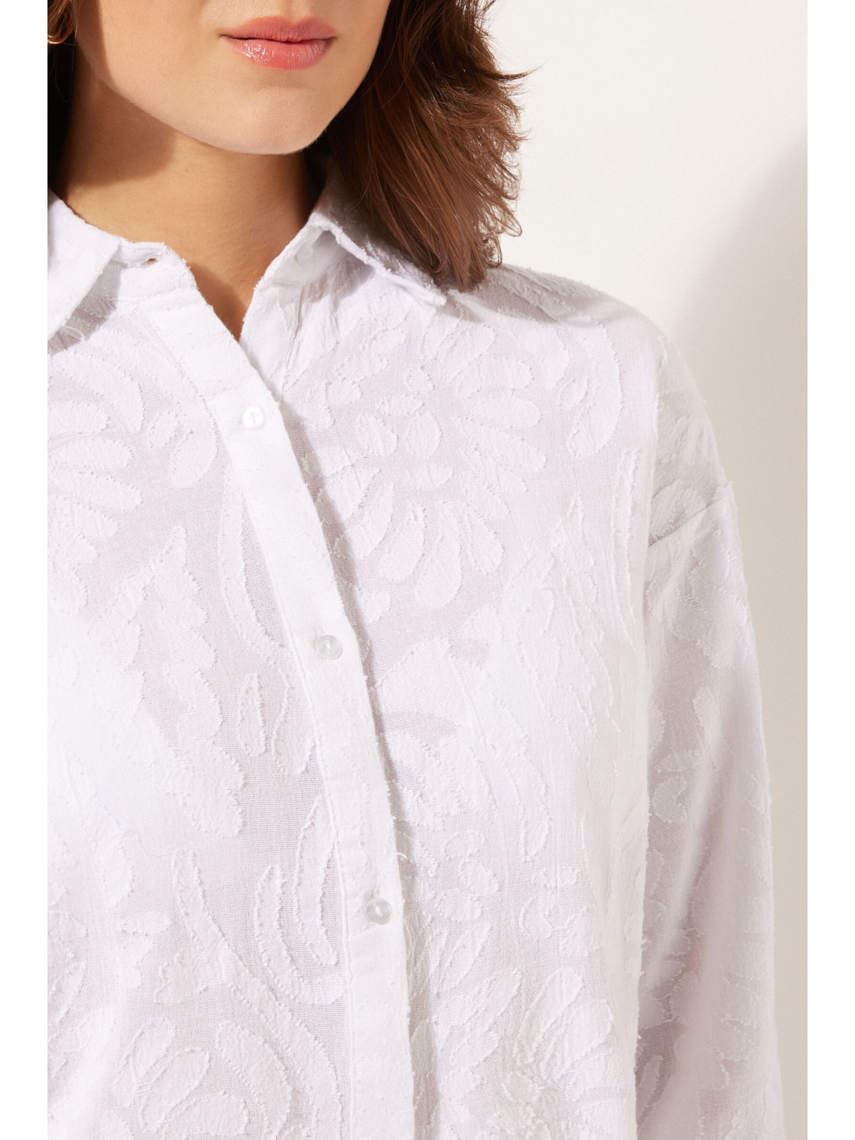 Camisa Curta Jacquard Branco Calzedonia