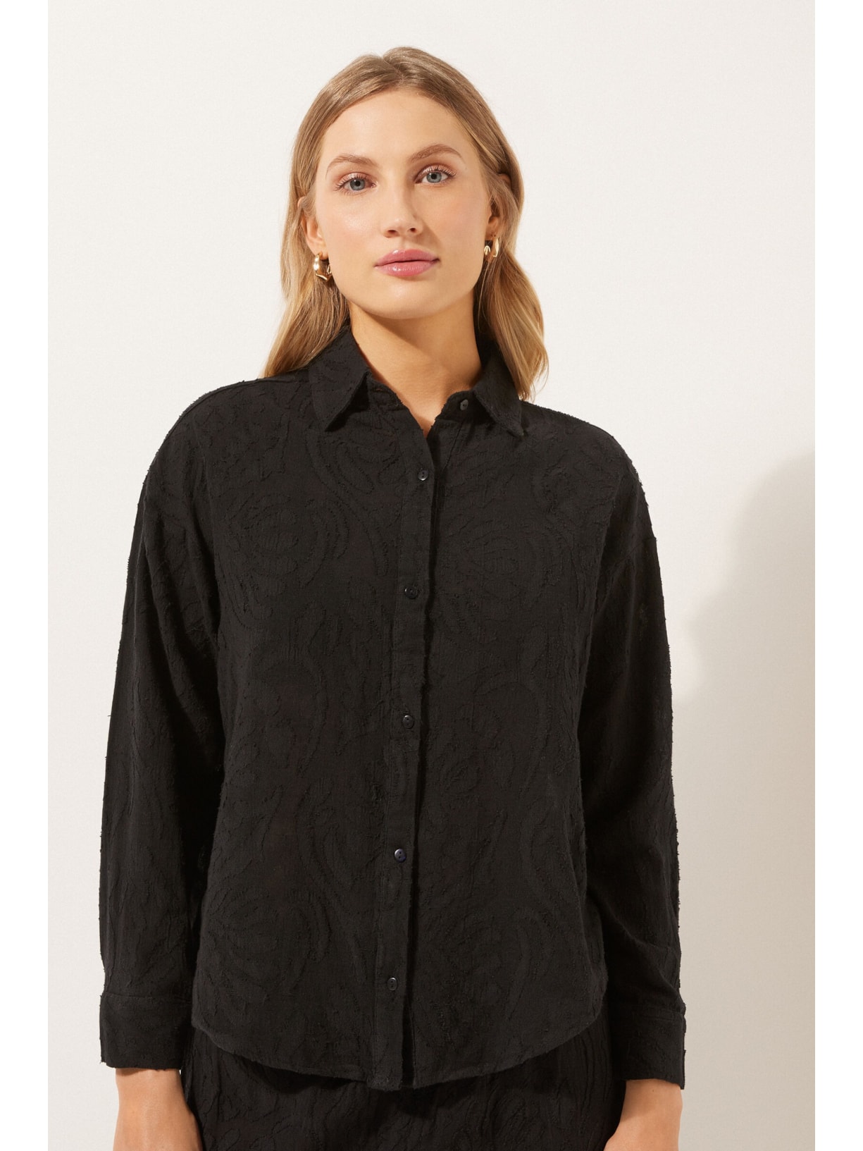 Camisa Curta Jacquard Preto Calzedonia