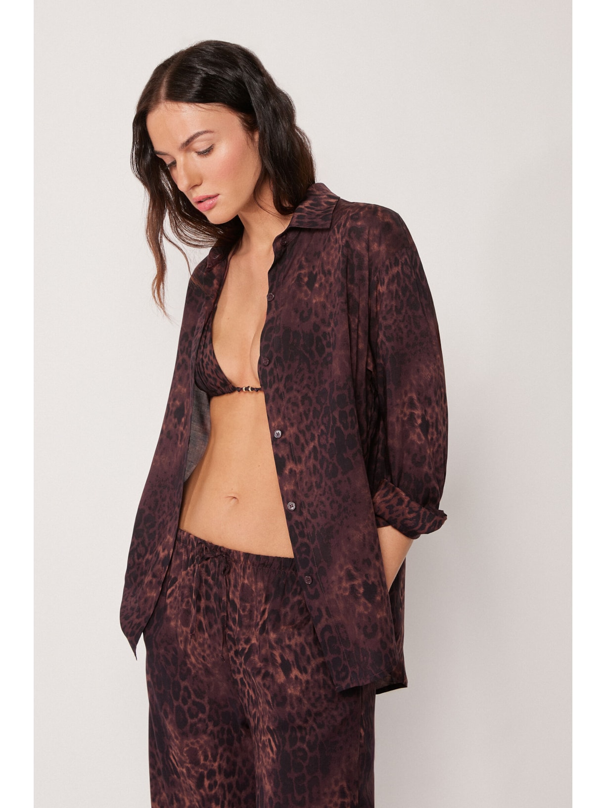 Camisa Dark Animalier Marrom Calzedonia