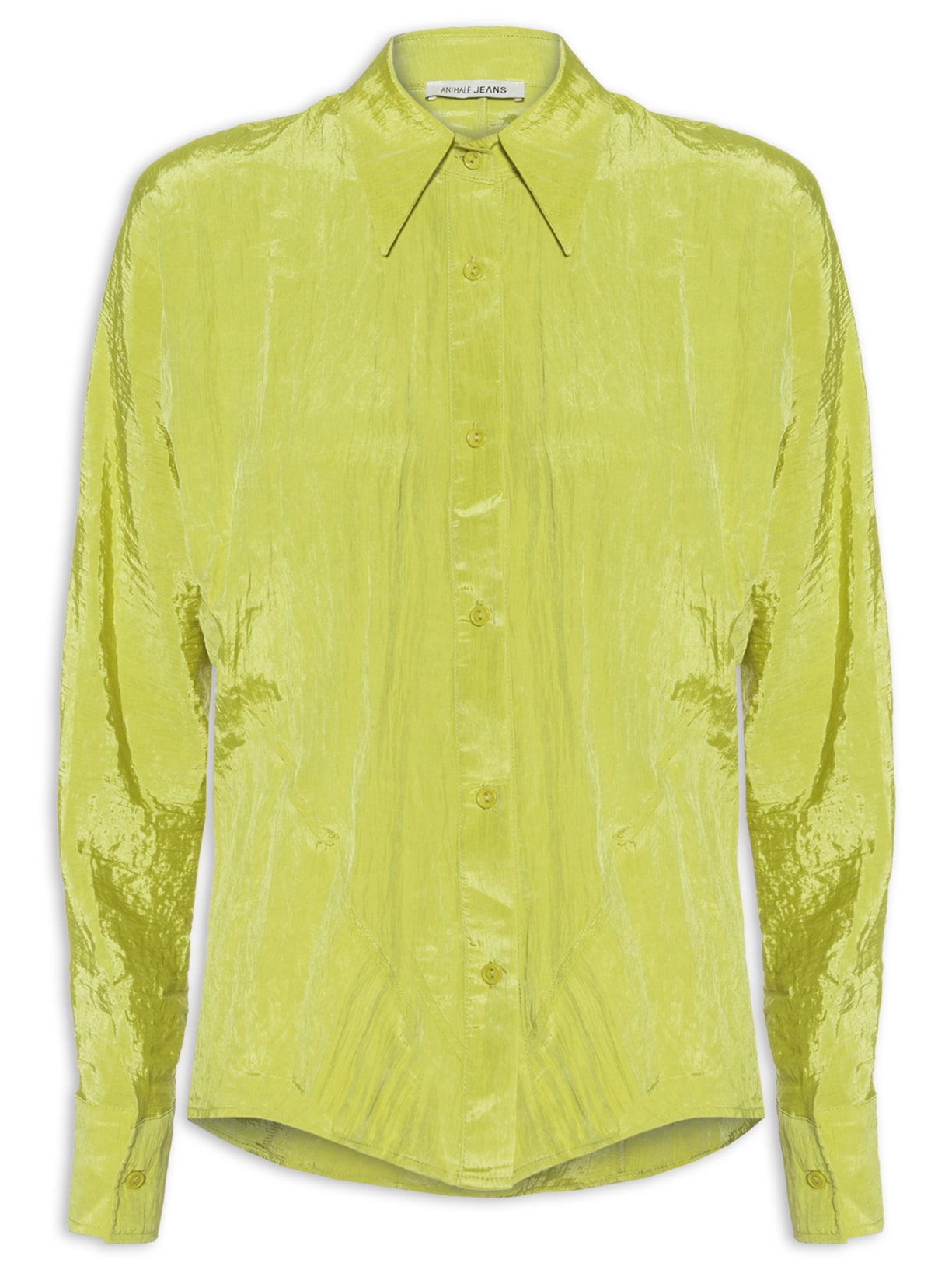 Camisa De Cetim Recorte Ajustado - Verde