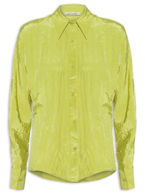 Camisa De Cetim Recorte Ajustado - Verde