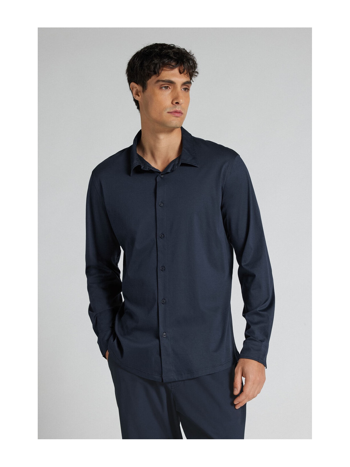 Camisa De Manga Comprida Em Algodão Premium Superlight Azul Intimissimi