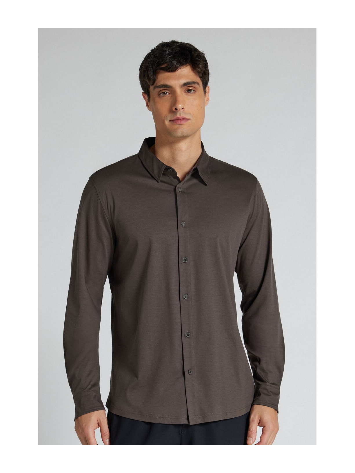 Camisa De Manga Comprida Em Algodão Premium Superlight Marrom Intimissimi