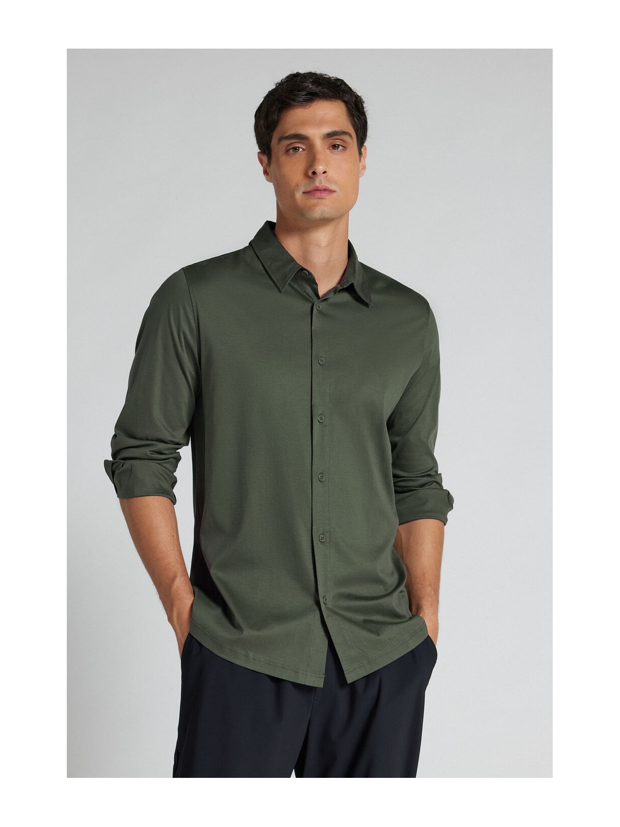 Camisa De Manga Comprida Em Algodão Premium Superlight Verde Intimissimi