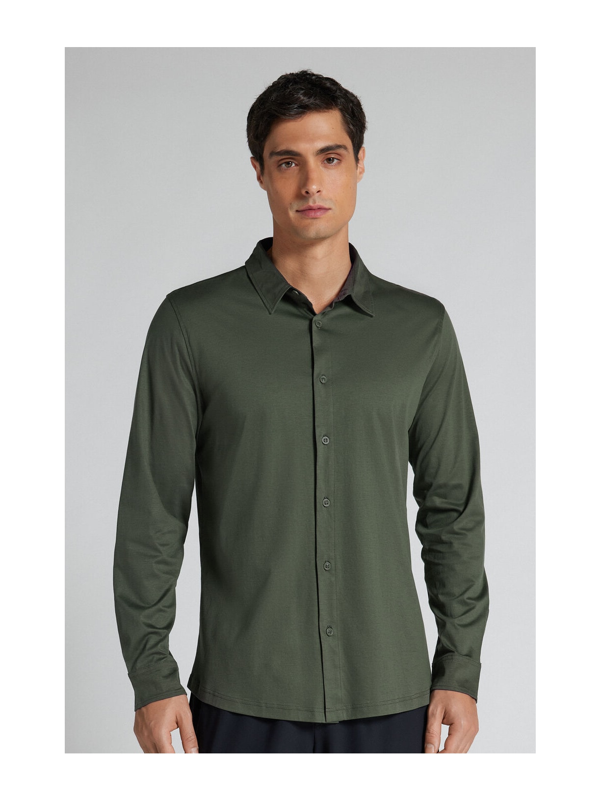 Camisa De Manga Comprida Em Algodão Premium Superlight Verde Intimissimi