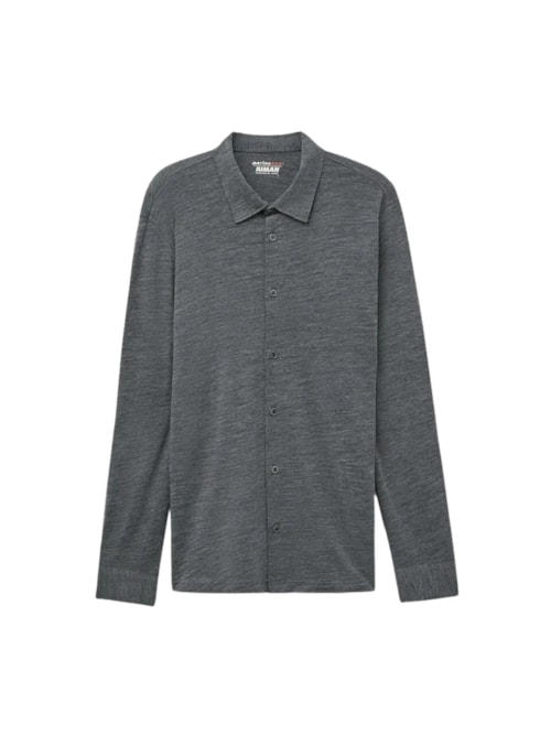 Camisa De Manga Comprida Em Lã Merino - Cinza