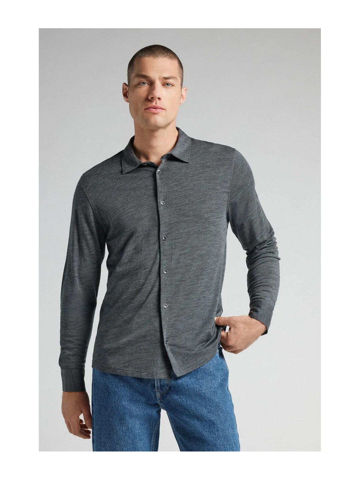 Camisa De Manga Comprida Em Lã Merino Cinza Intimissimi