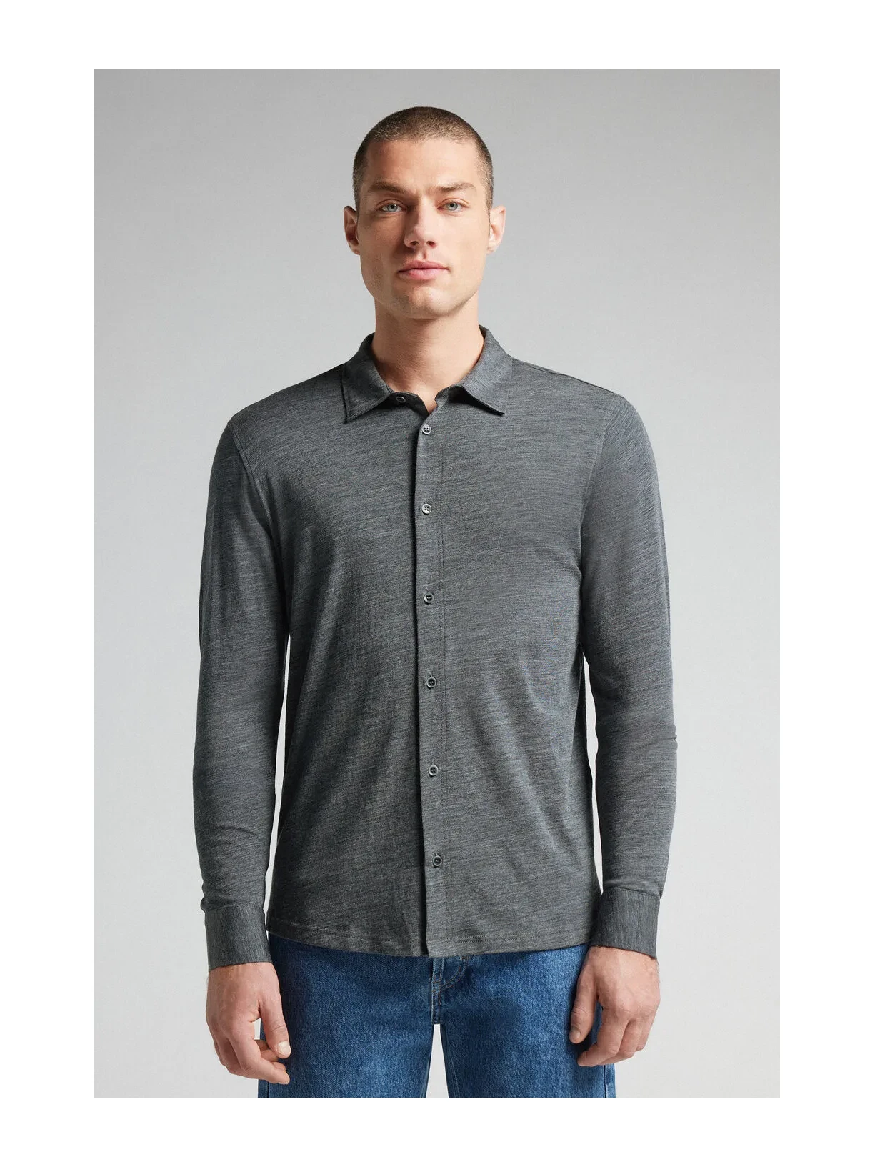 Camisa De Manga Comprida Em Lã Merino Cinza Intimissimi