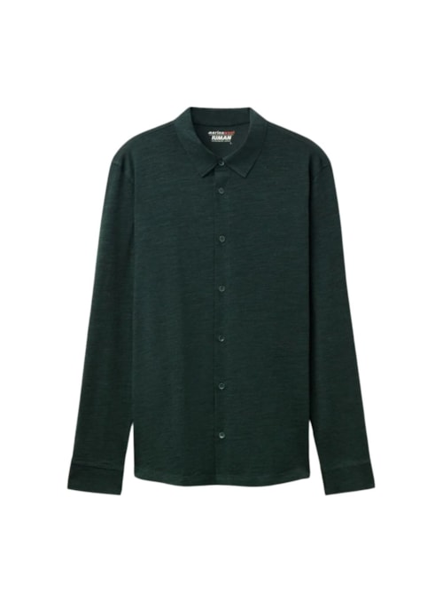 Camisa De Manga Comprida Em Lã Merino - Verde