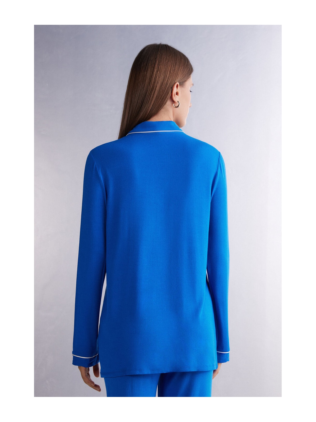 Camisa De Manga Comprida Em Micromodal Azul Intimissimi