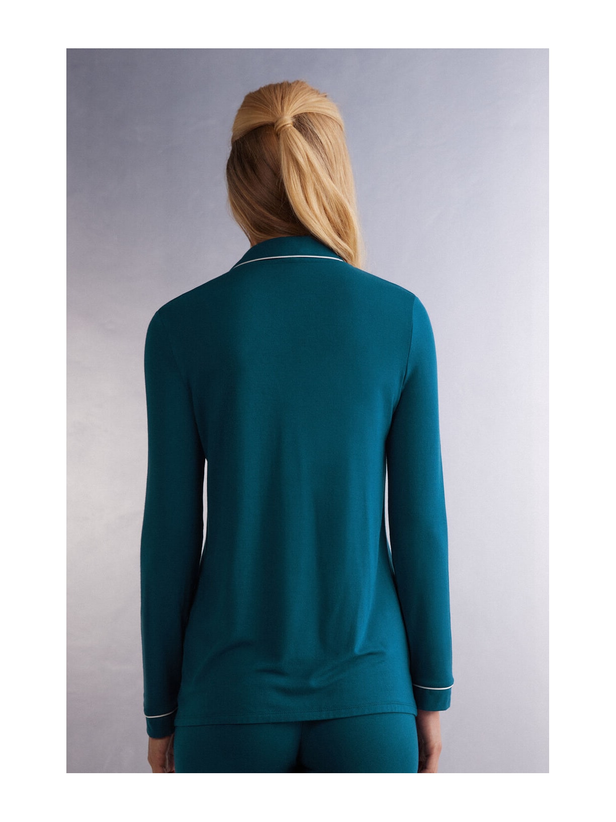 Camisa De Manga Comprida Em Micromodal Azul Intimissimi