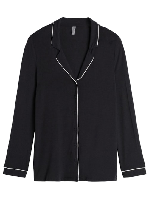 Camisa De Manga Comprida Em Micromodal - Preto