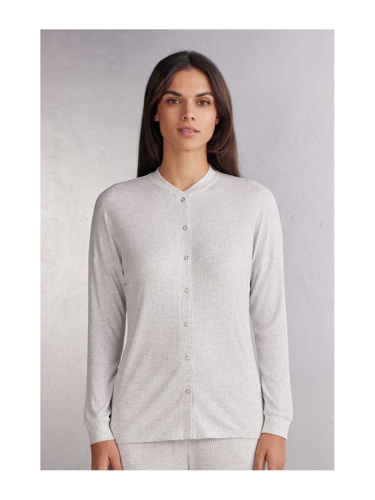 Camisa De Manga Comprida Em Modal Chic Comfort Cinza Intimissimi