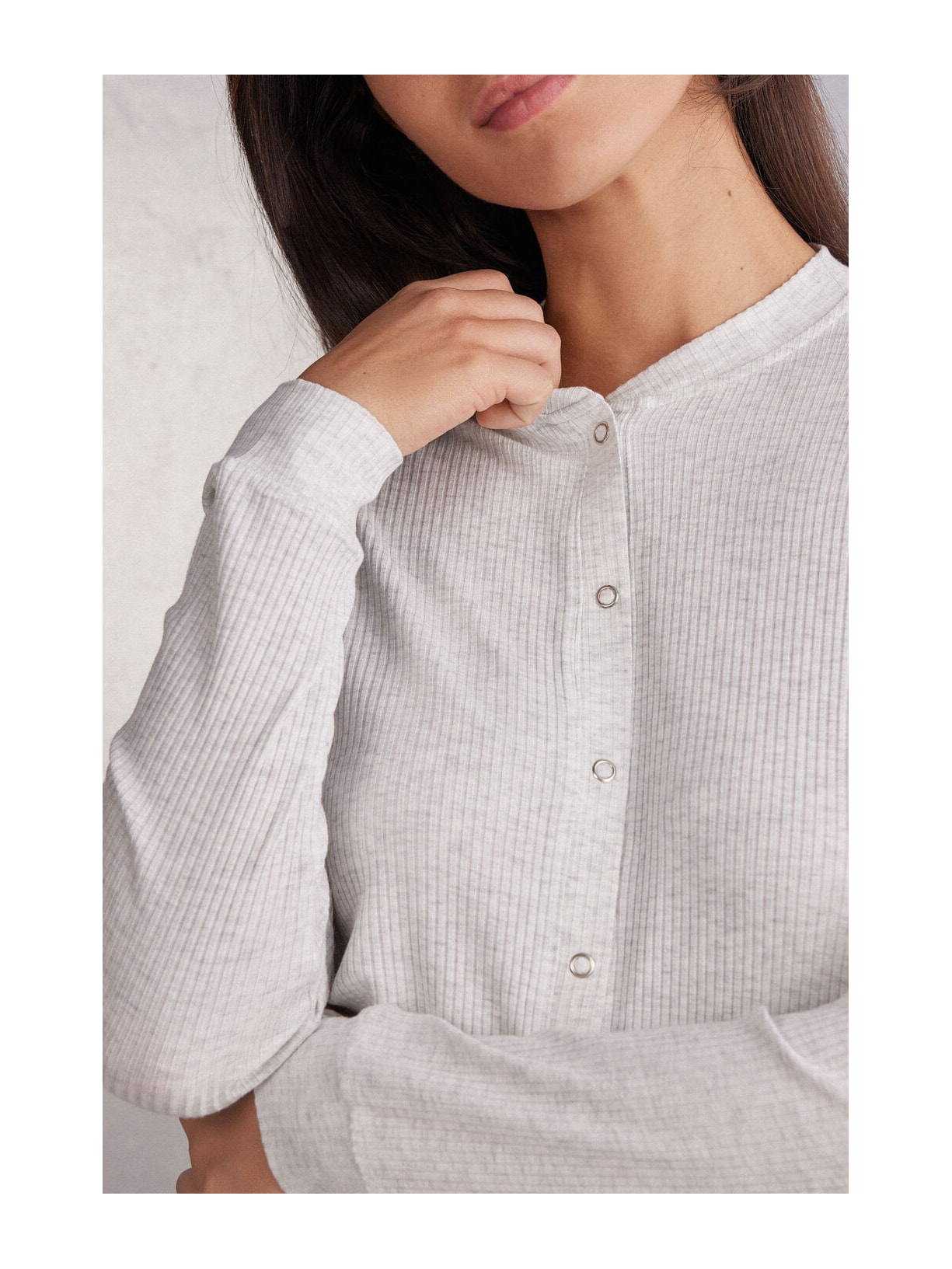 Camisa De Manga Comprida Em Modal Chic Comfort Cinza Intimissimi