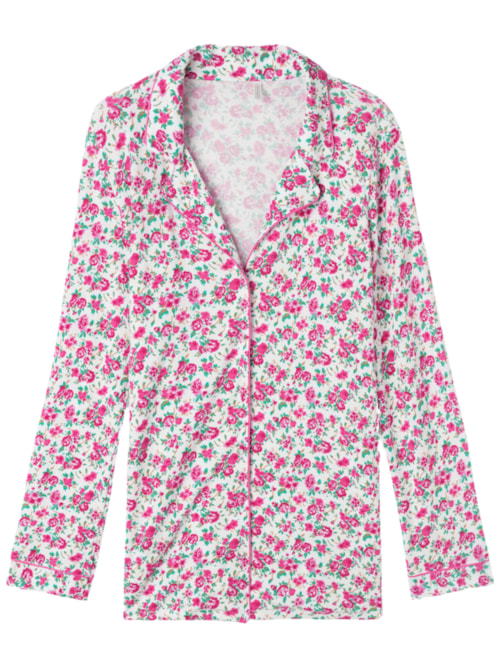 Camisa De Manga Comprida Em Modal Life Is a Flower - Rosa