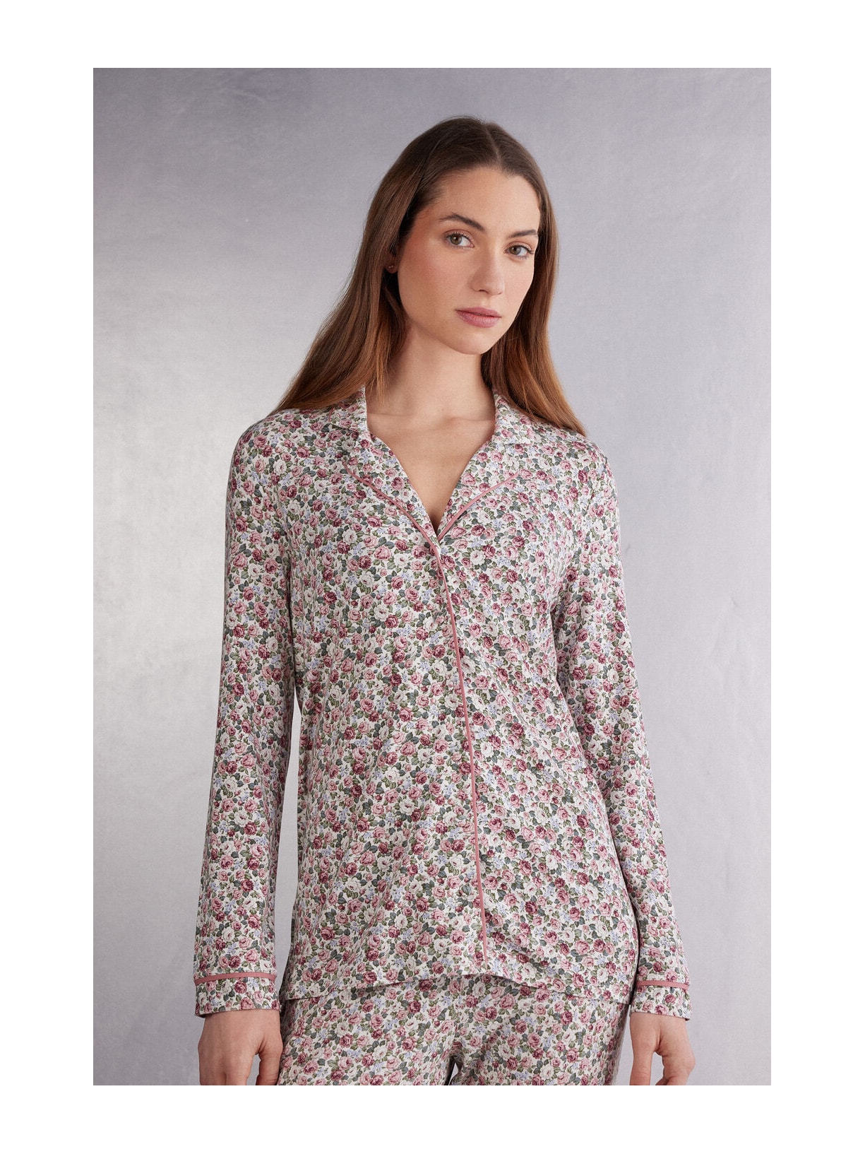Camisa De Manga Comprida Floral Romance Rosa Intimissimi