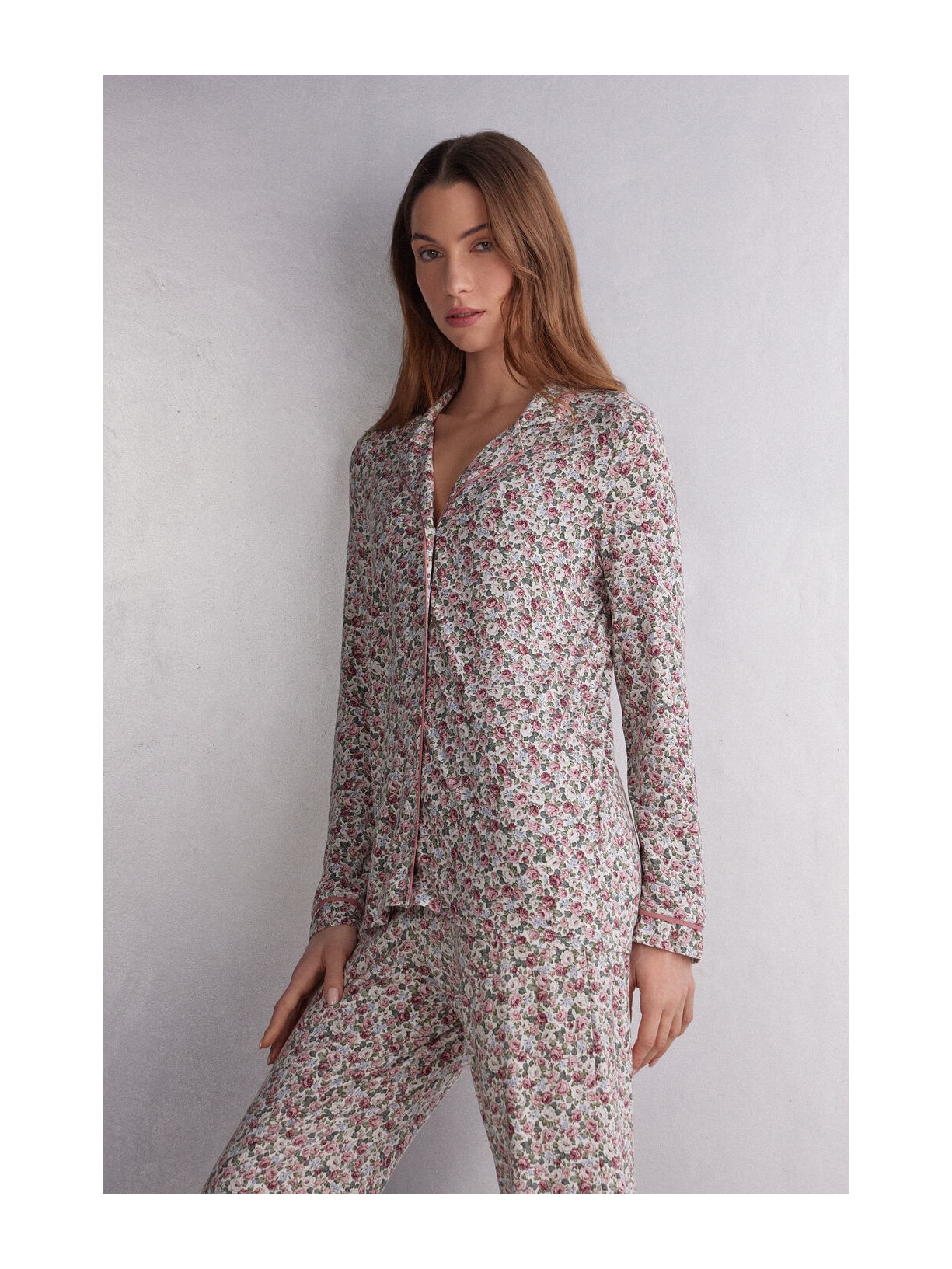 Camisa De Manga Comprida Floral Romance Rosa Intimissimi