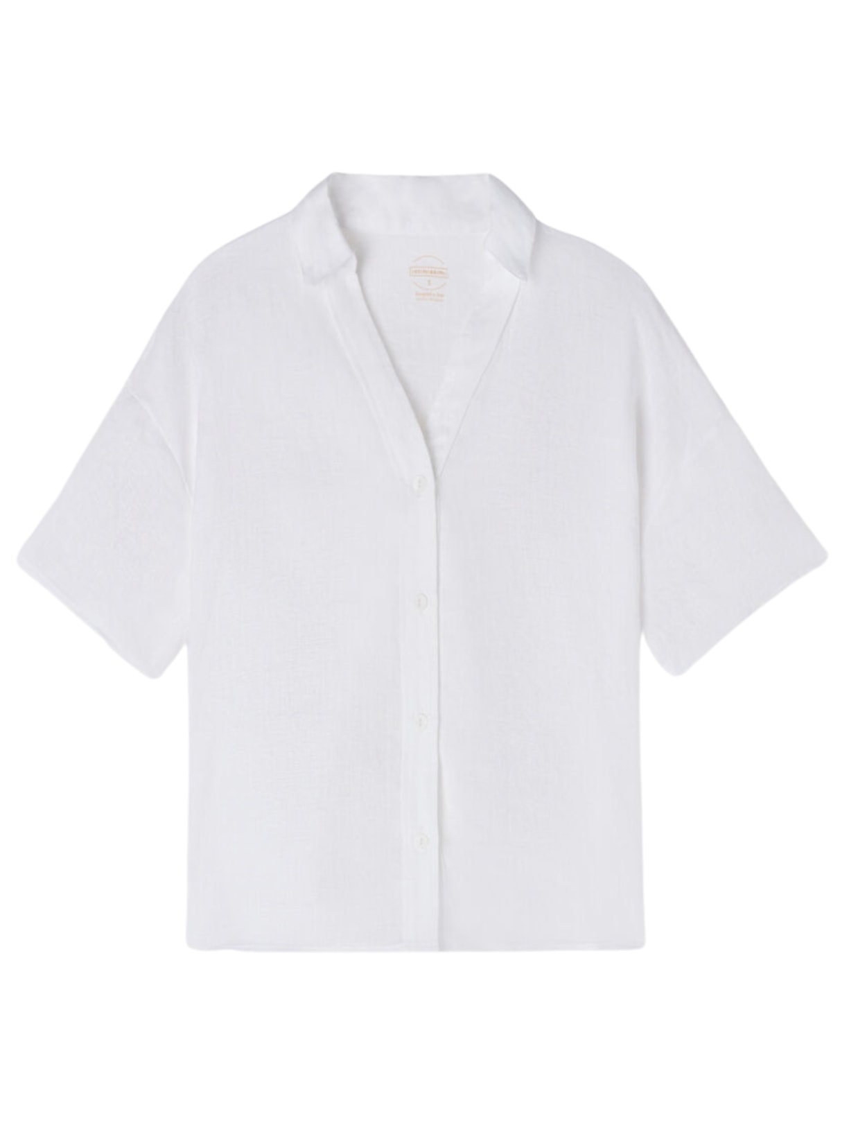 Camisa De Manga Curta Em Linho - Branco