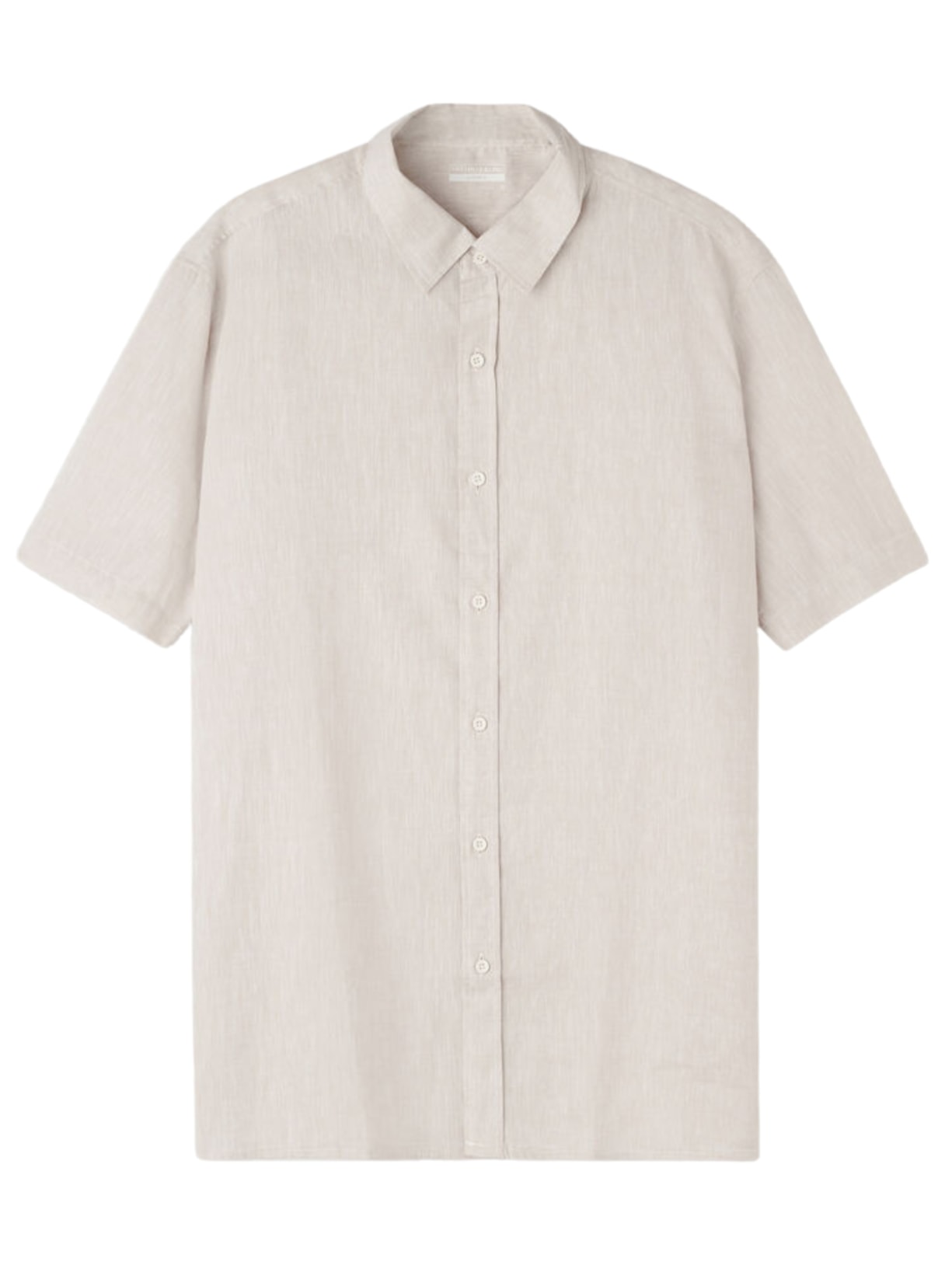 Camisa De Manga Curta Em Linho e Algodão - Bege