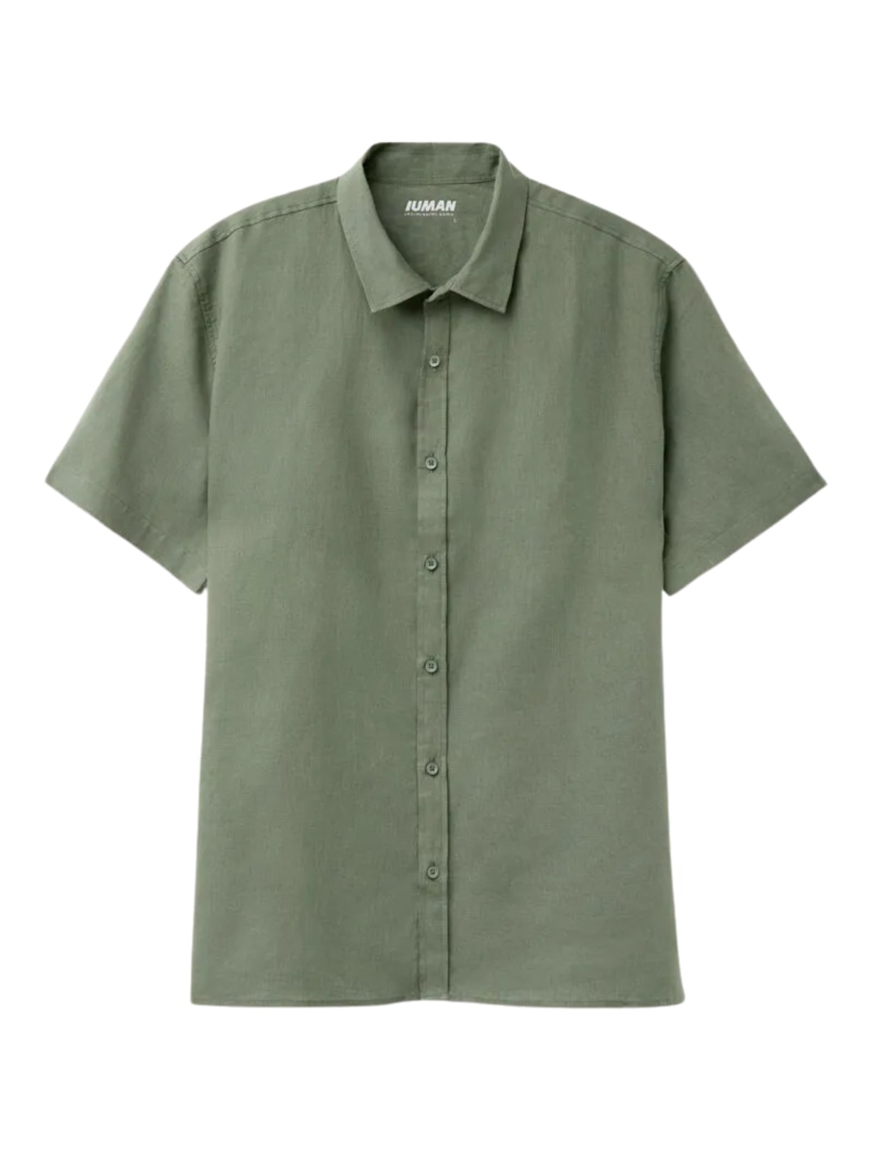 Camisa De Manga Curta Em Linho e Algodão - Verde