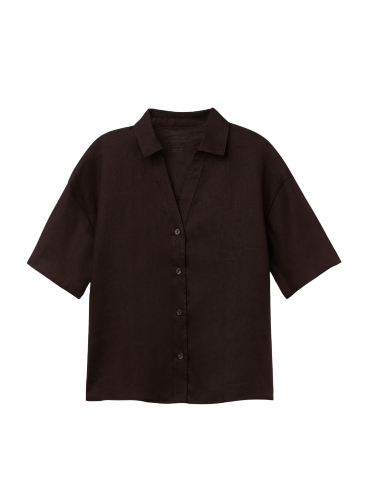Camisa De Manga Curta Em Linho Marrom Intimissimi