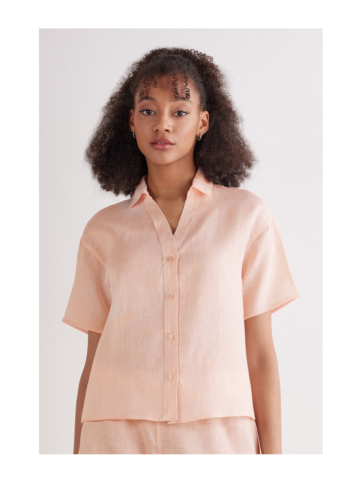 Camisa De Manga Curta Em Linho The Pure Linen Rosa Intimissimi