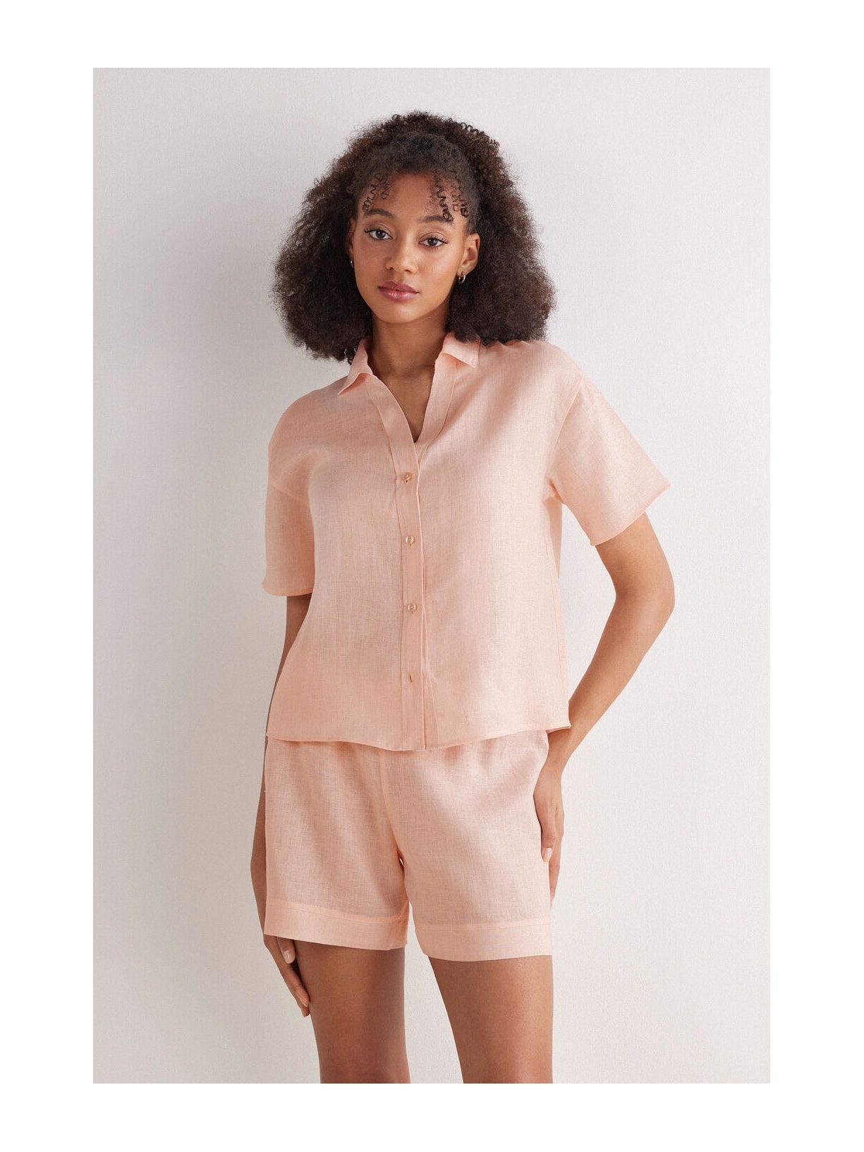 Camisa De Manga Curta Em Linho The Pure Linen Rosa Intimissimi