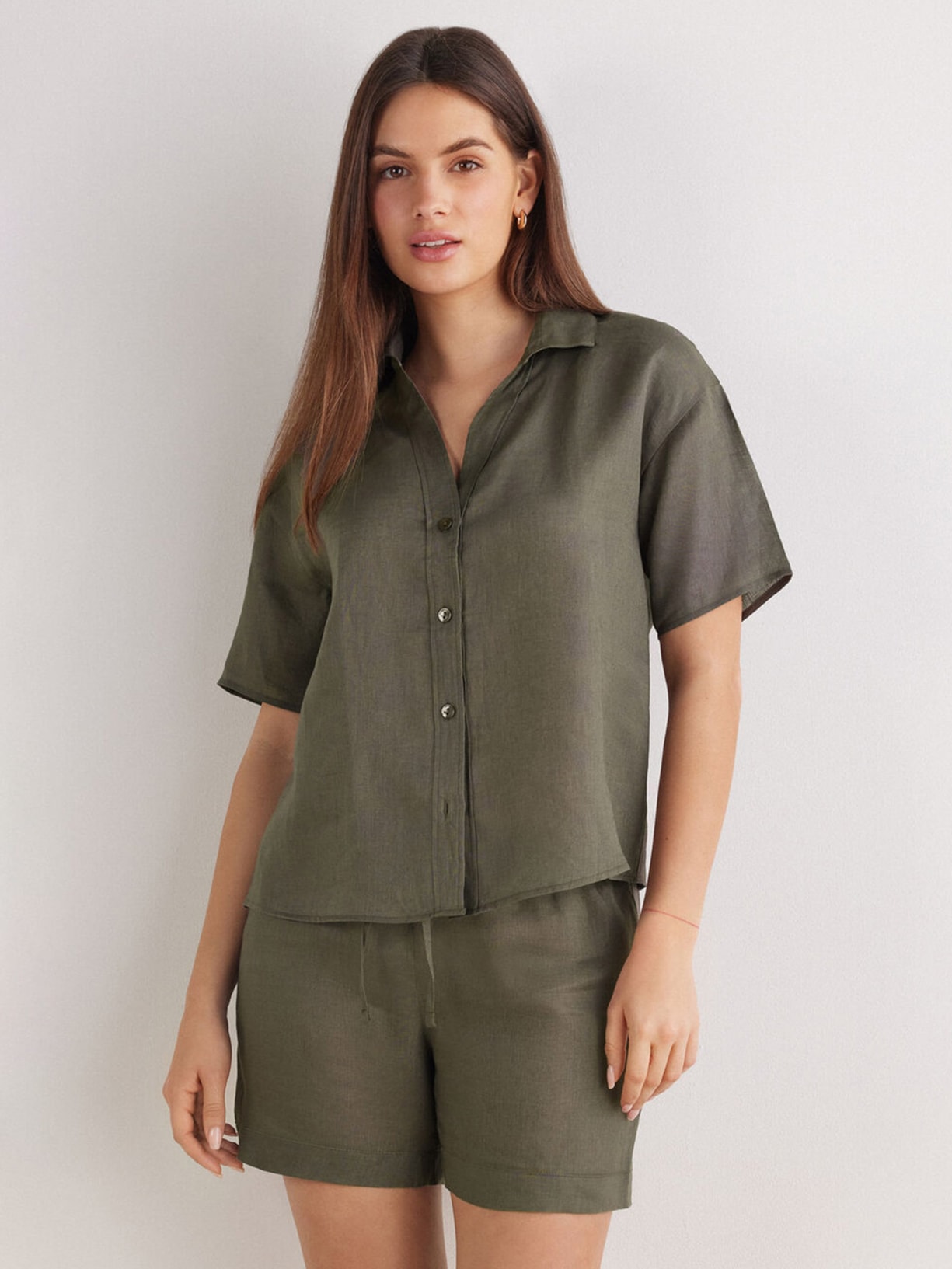 Camisa De Manga Curta Em Linho The Pure Linen Verde Intimissimi
