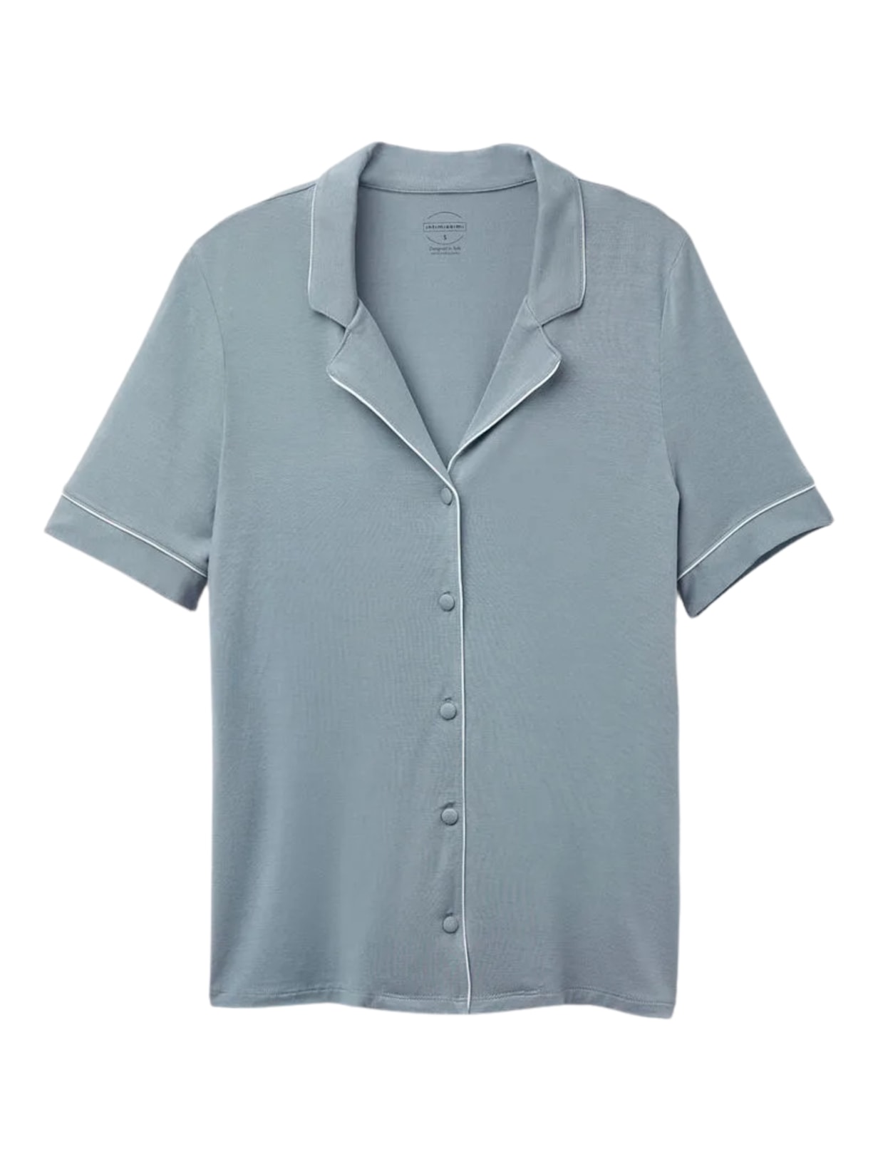 Camisa De Manga Curta Em Modal - Azul