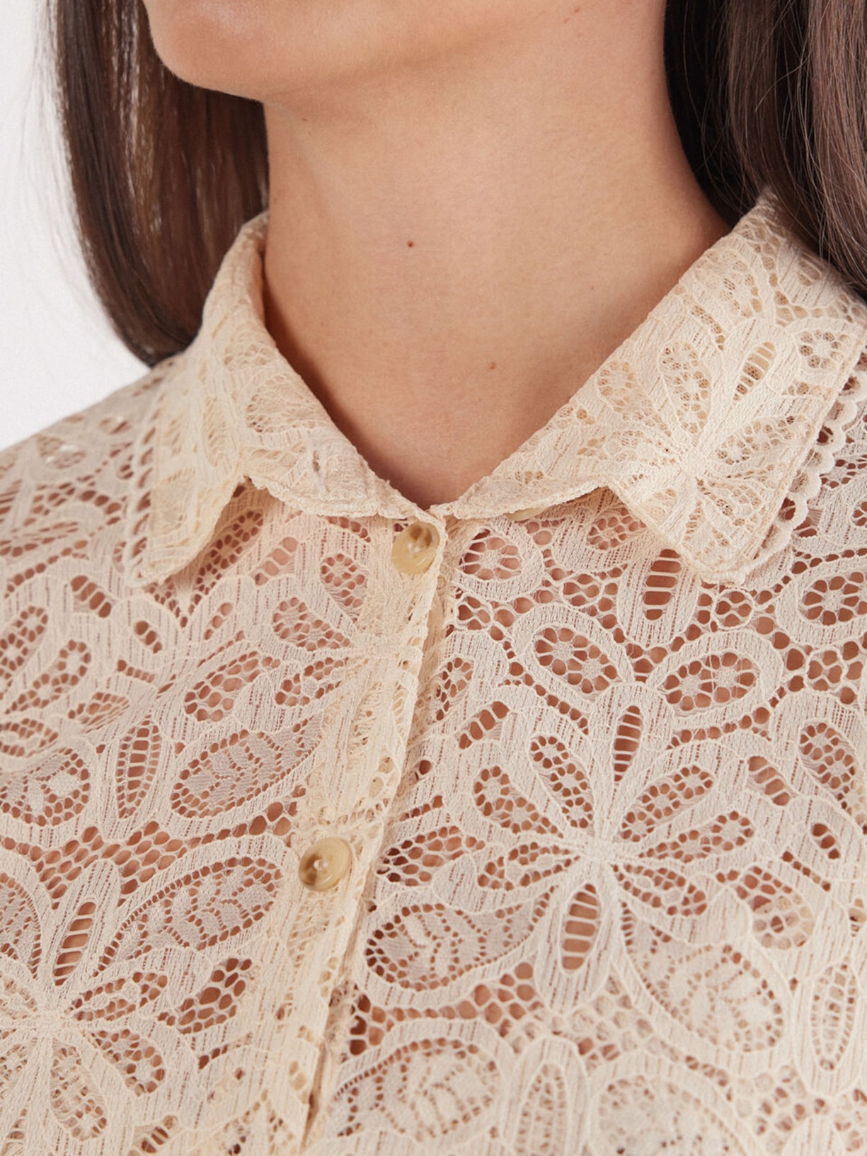 Camisa De Manga Curta Em Renda Italian Riviera Marfim Intimissimi