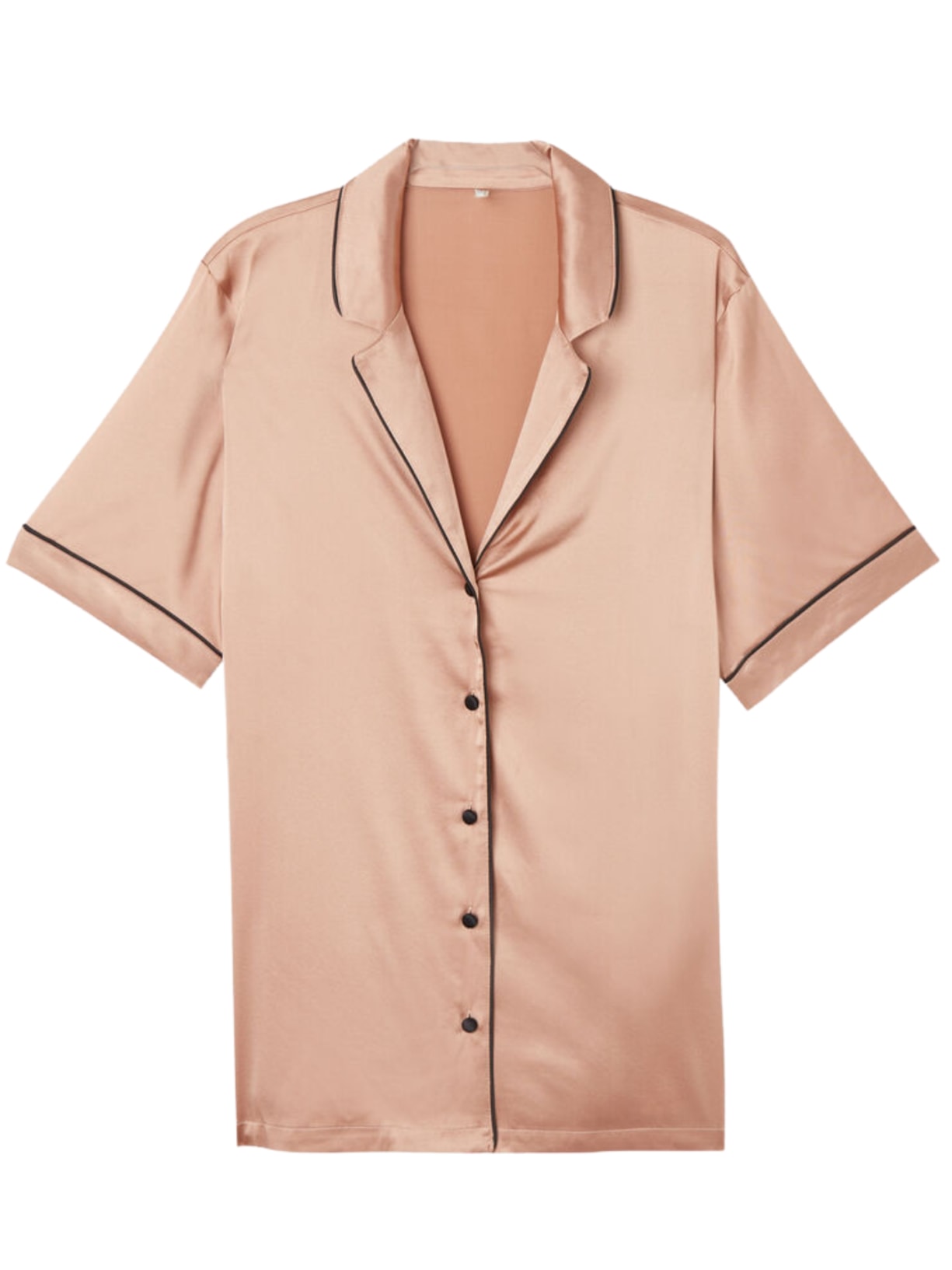 Camisa De Manga Curta Em Seda - Rosa