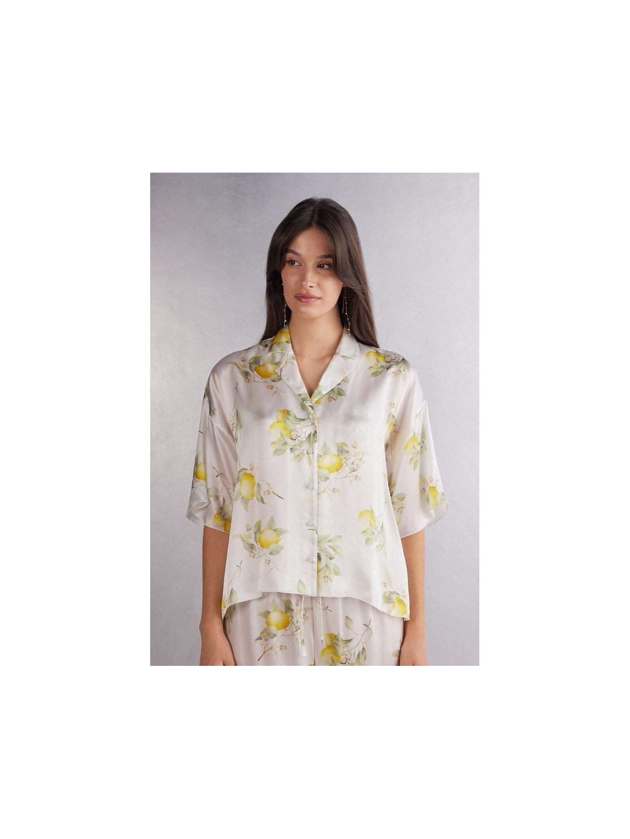 Camisa De Manga Curta Em Seda Vacanze Italiane Amarelo Intimissimi