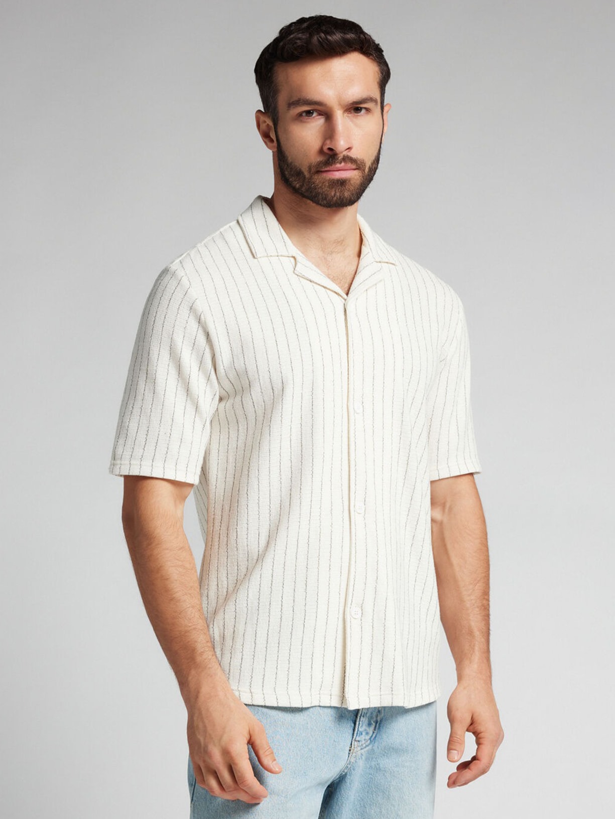 Camisa De Manga Curta Vintage Listrada Off-White Intimissimi