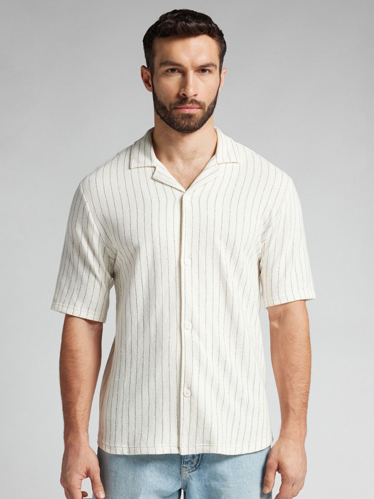 Camisa De Manga Curta Vintage Listrada Off-White Intimissimi