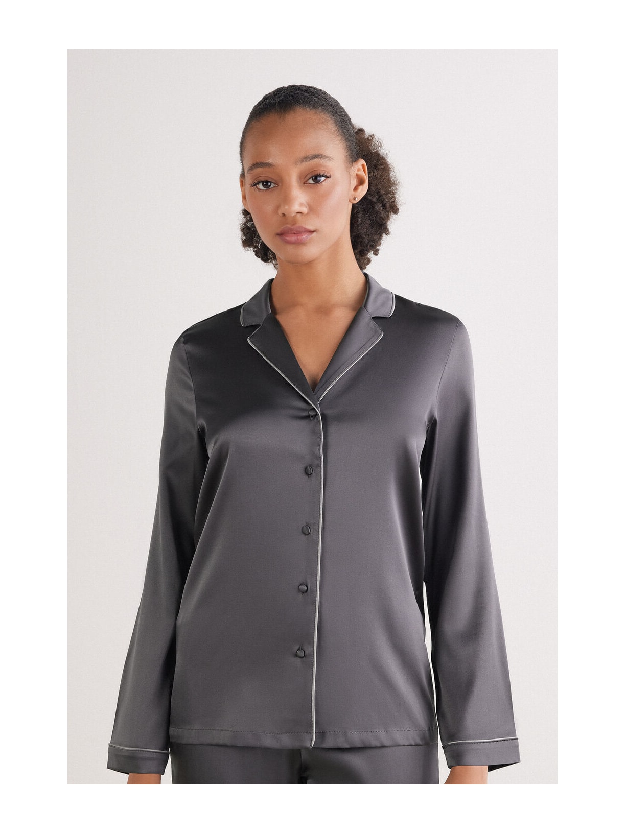 Camisa De Seda Cinza Intimissimi