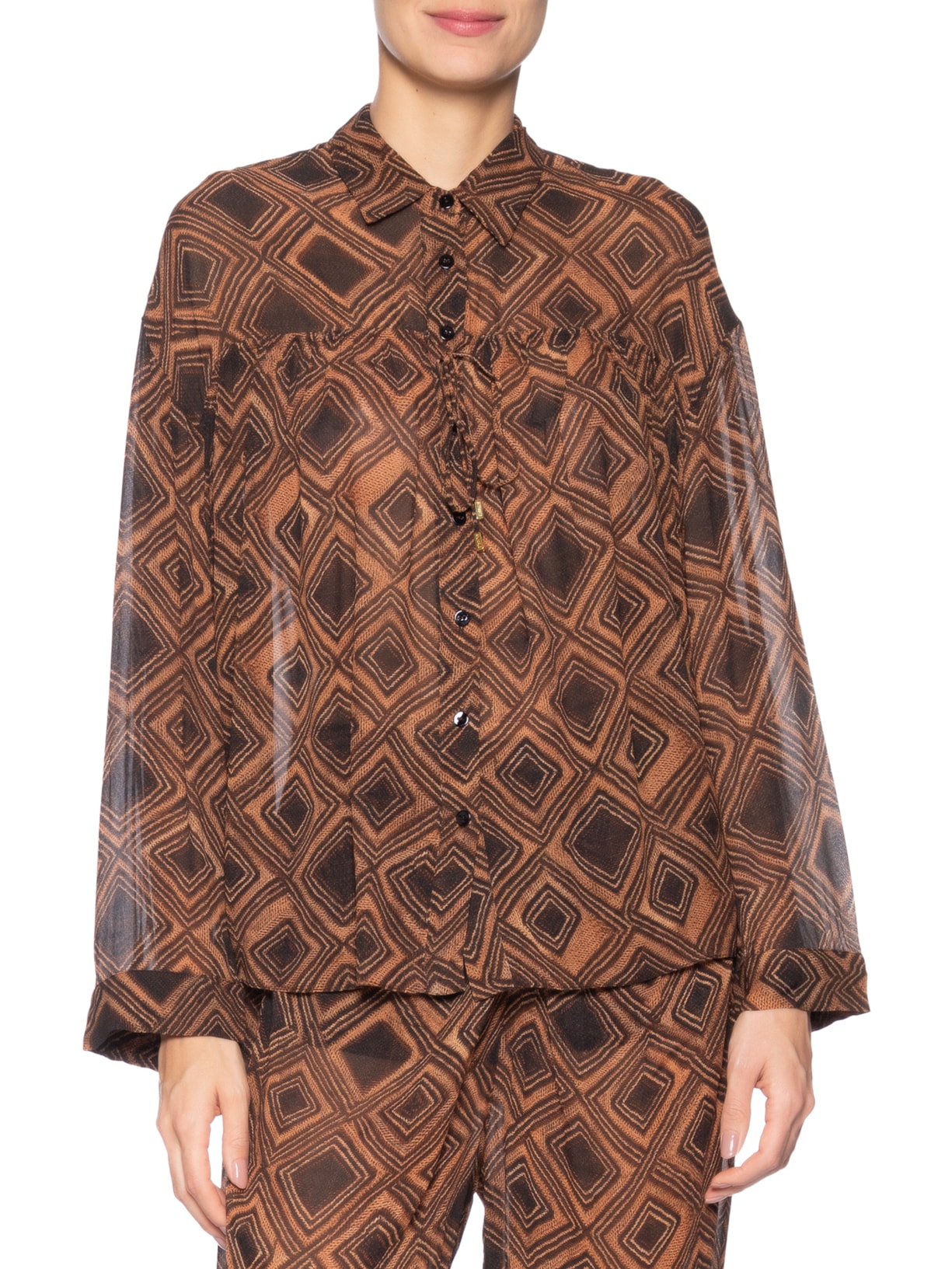Camisa Duda Textura Taipas Marrom Animale