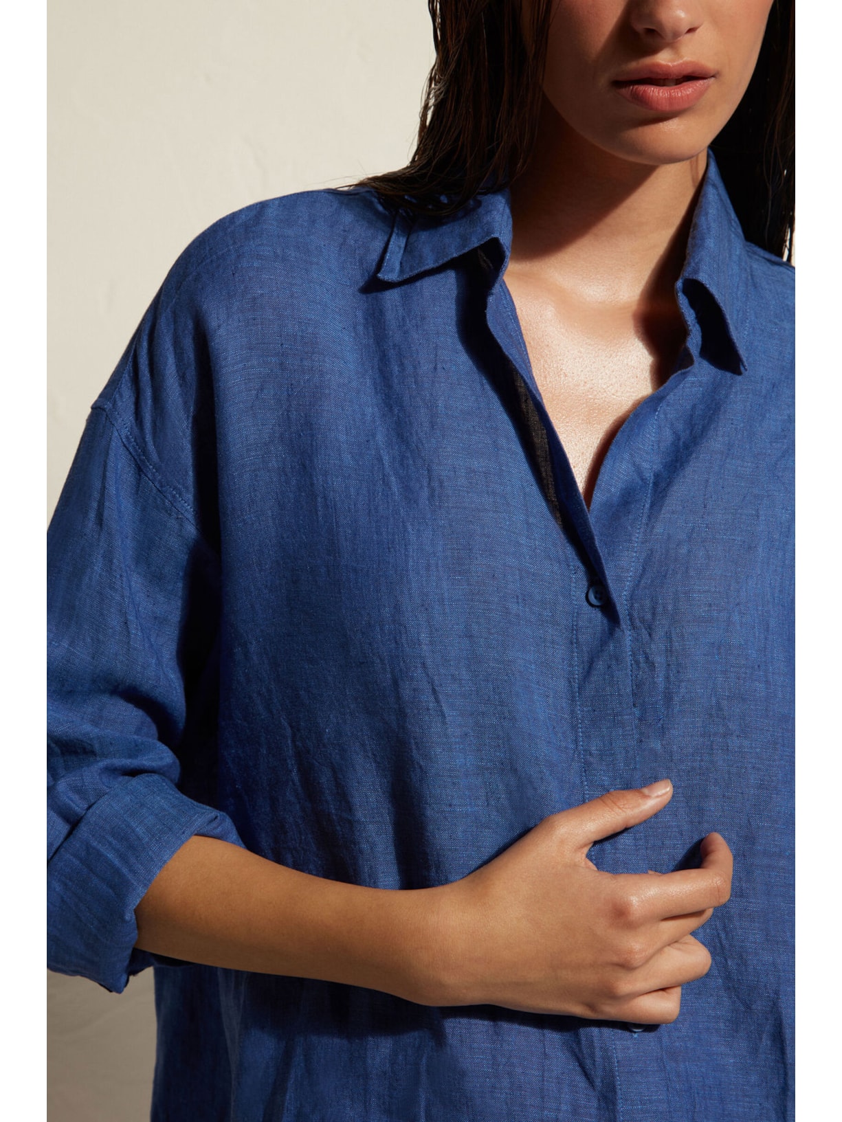 Camisa Em Linho Azul Calzedonia