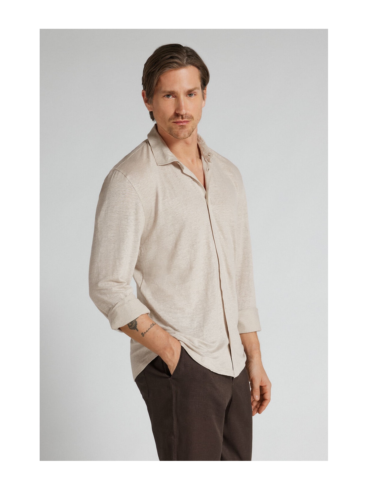 Camisa Em Linho Bege Intimissimi