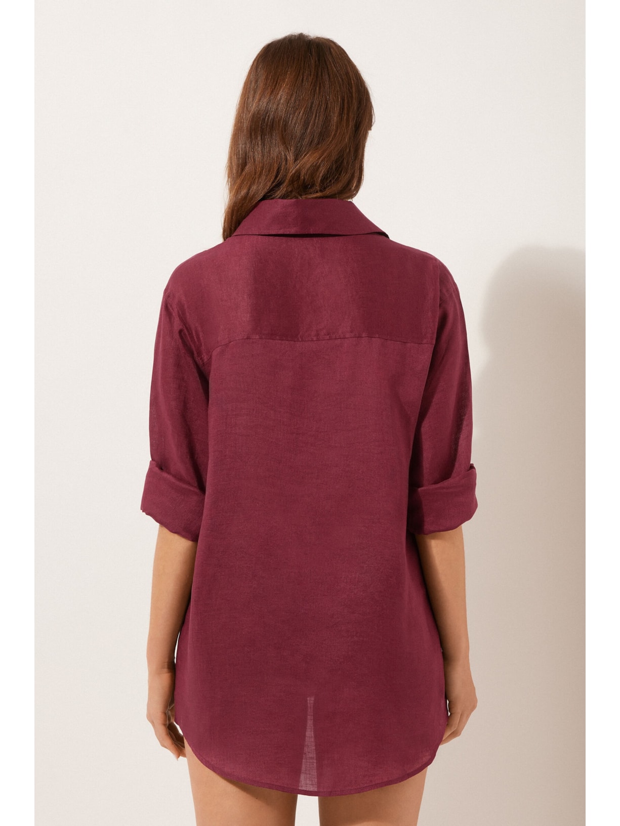 Camisa Em Linho Bordô Calzedonia