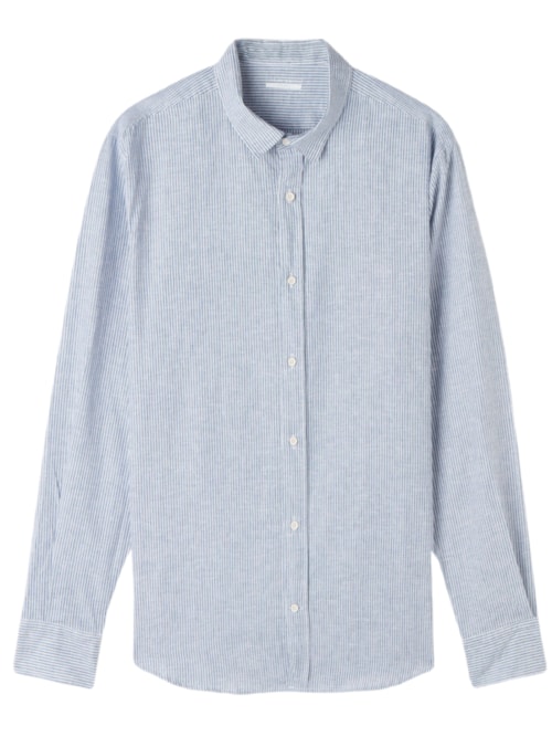 Camisa Em Linho e Algodão - Azul