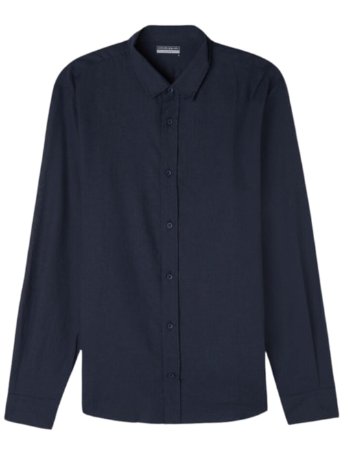 Camisa Em Linho e Algodão - Azul