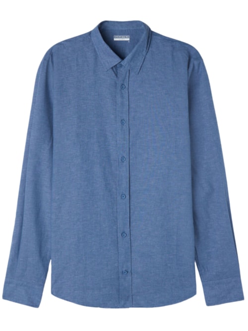 Camisa Em Linho e Algodão - Azul