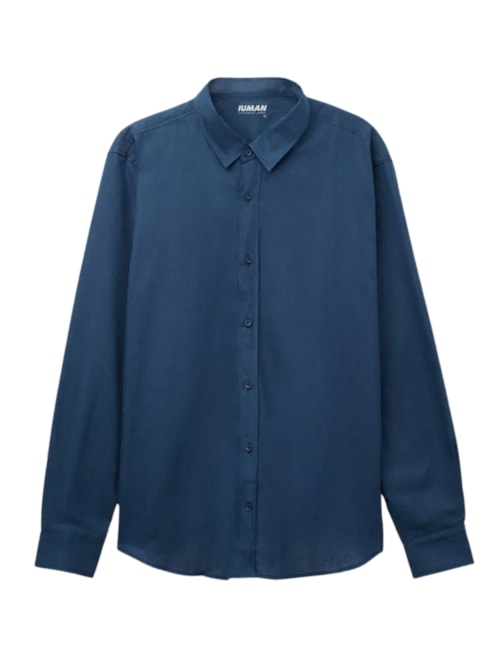 Camisa Em Linho e Algodão - Azul