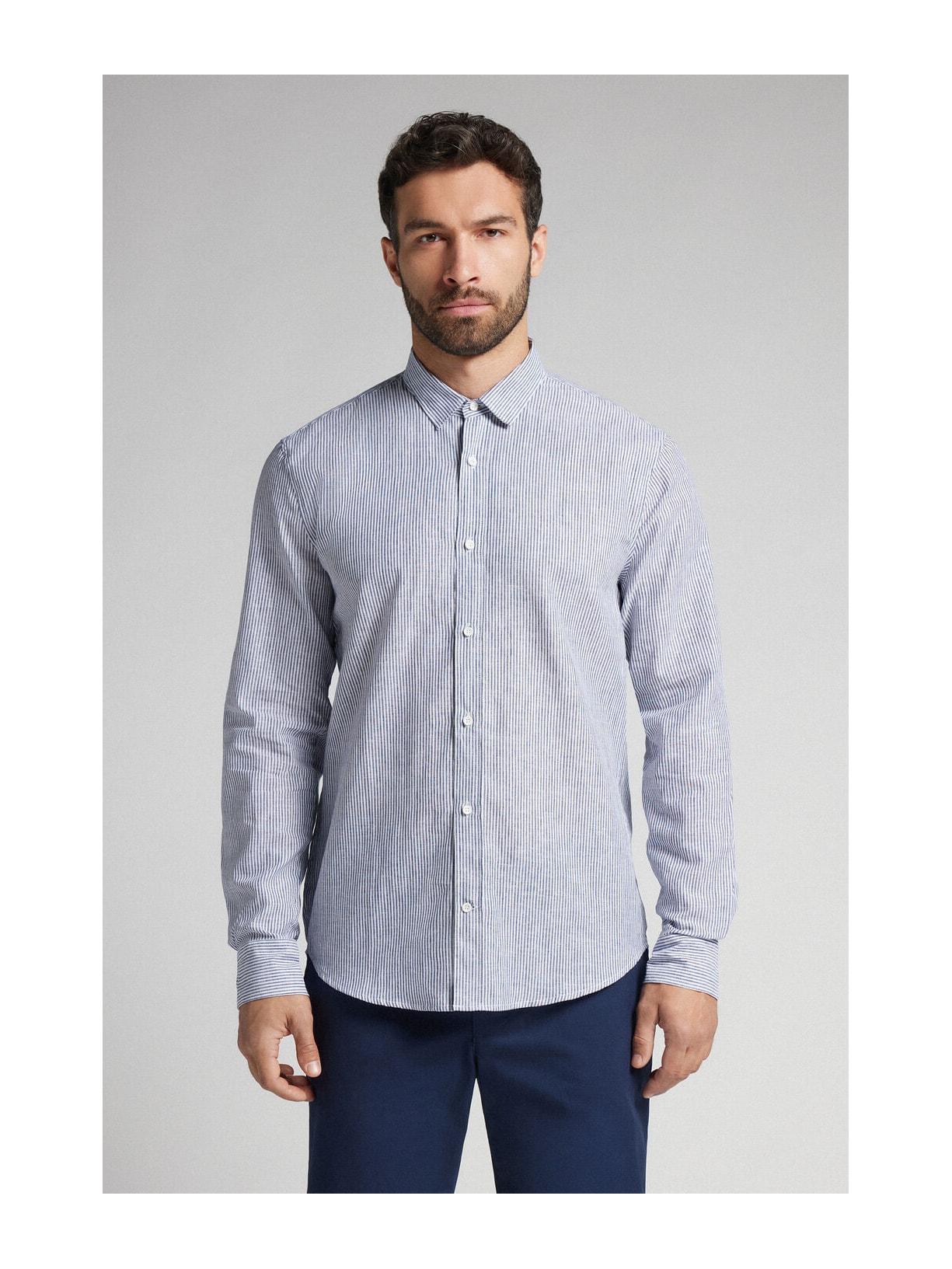 Camisa Em Linho e Algodão Azul Intimissimi