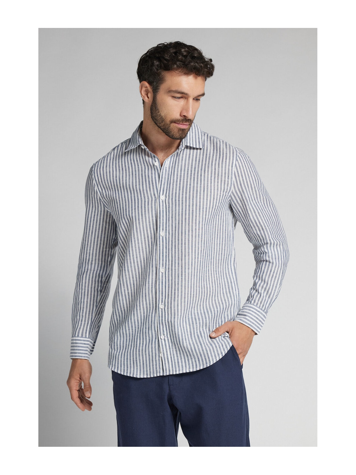 Camisa Em Linho e Algodão Azul Intimissimi