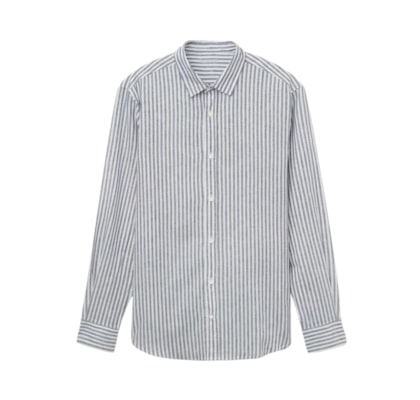 Camisa Em Linho e Algodão - Azul