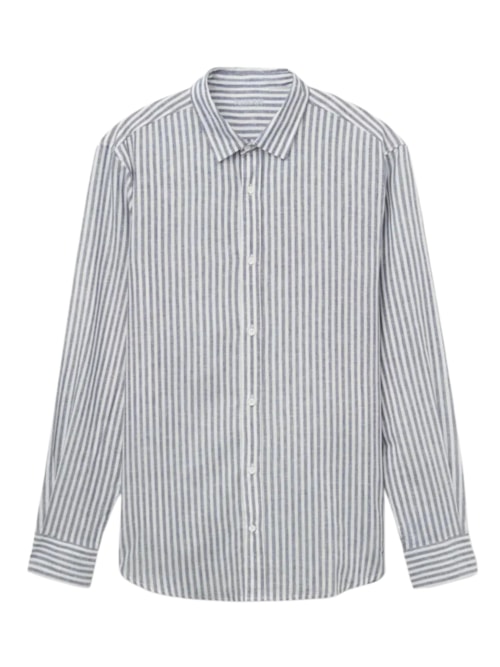 Camisa Em Linho e Algodão - Azul